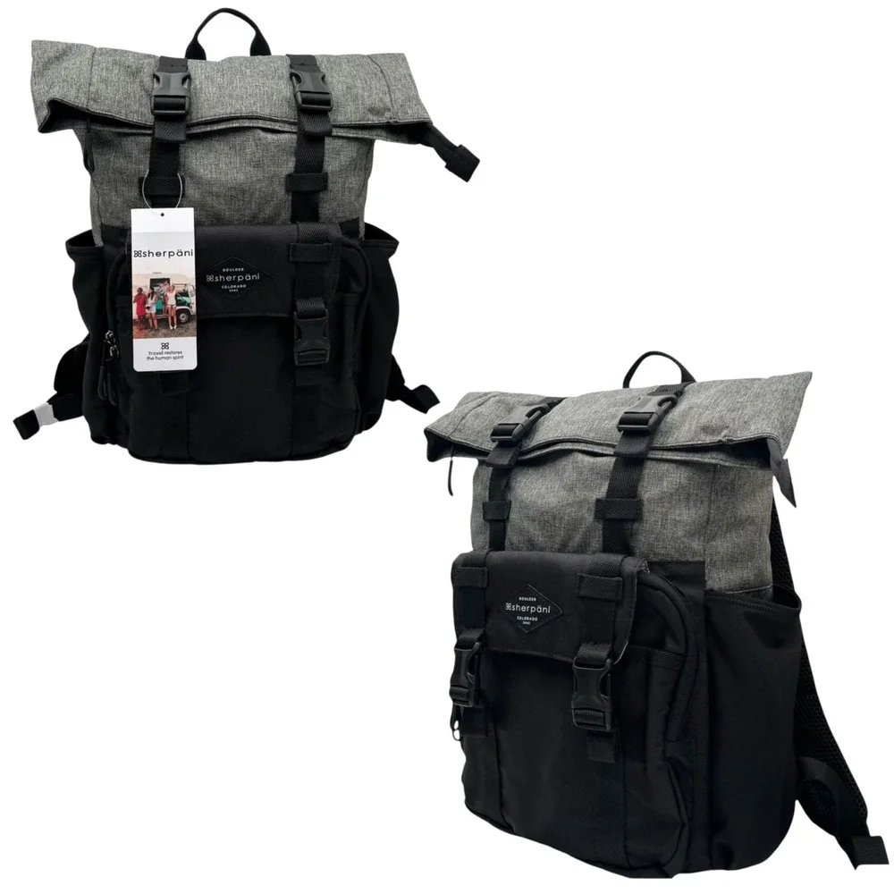 Sherpani Sedona Men's Women's Travel Backpack Fits 15in Laptop RFID Black & Gray